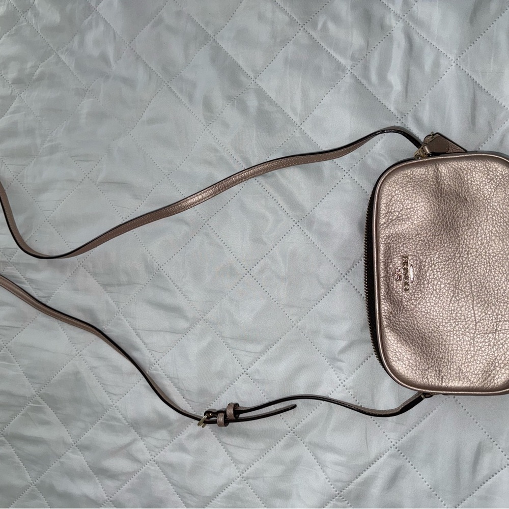 Coach Silver Crossbody Bag with Shimmering Finish
